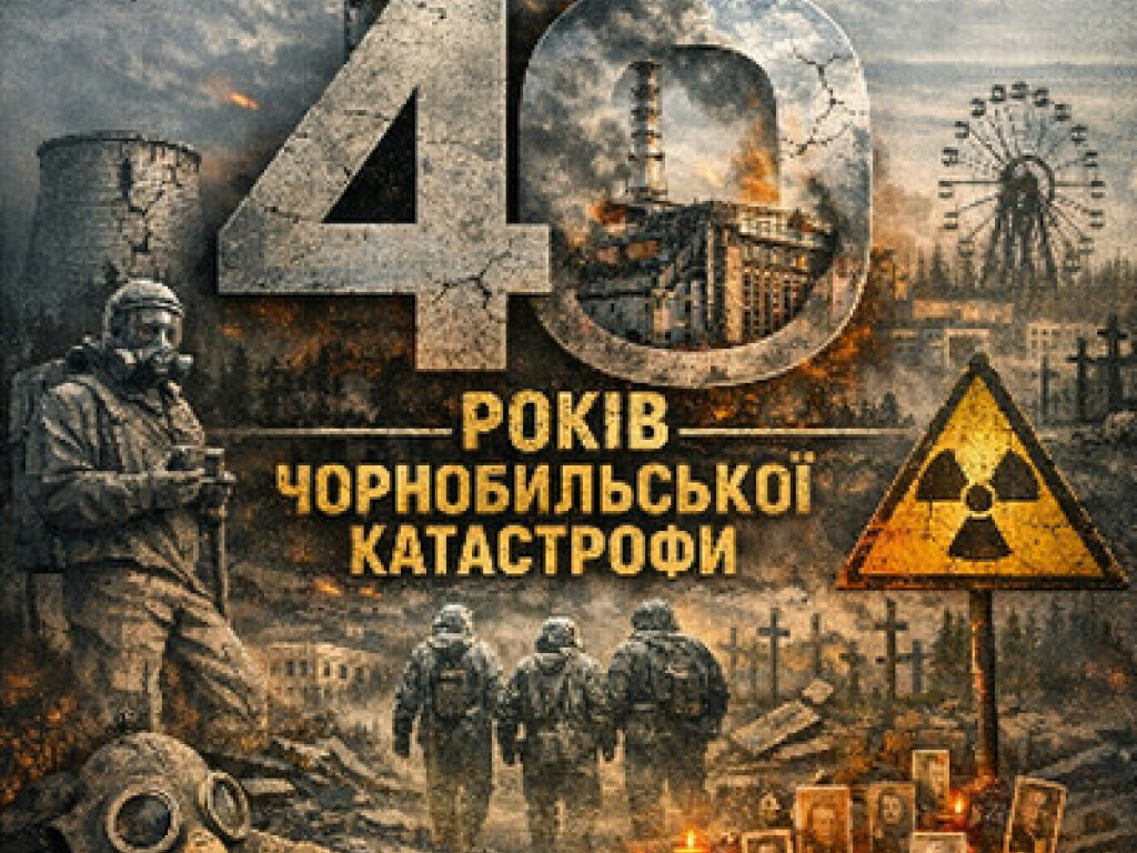 26 квітня 2026 року виповнюється 40 років від дня наймасштабнішої техногенної катастрофи — аварії на Чорнобильській АЕС (1986)